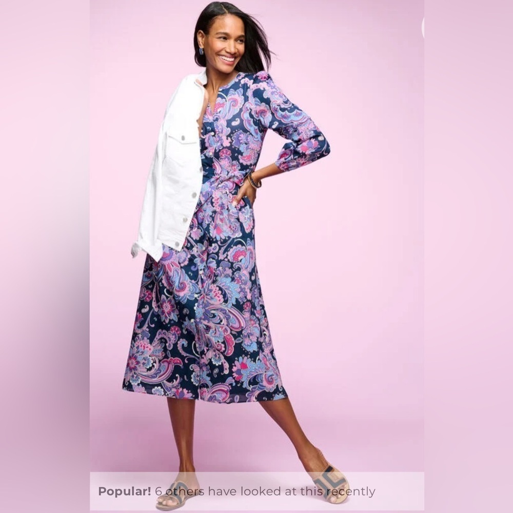 Talbots VOILE FIT & FLARE SHIRTDRESS - SWIRL FLORAL Size 12 P